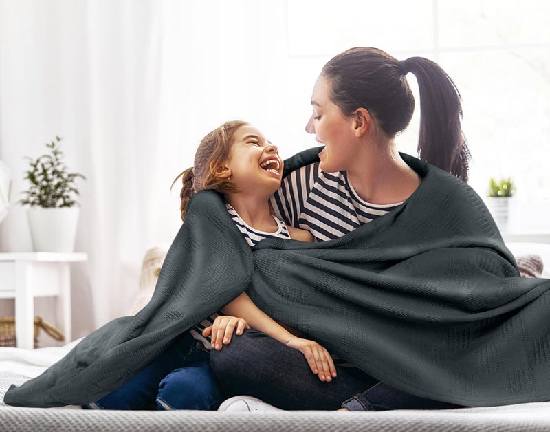 Utopia Bedding 100% Cotton Blanket (Full Size - 90x84 Inches) 350GSM Lightweight Thermal Blanket, Soft Breathable Blanket for All Seasons (Smoke Gray) - Image 3