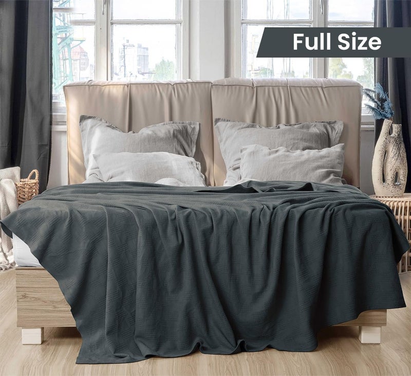 Utopia Bedding 100% Cotton Blanket (Full Size - 90x84 Inches) 350GSM Lightweight Thermal Blanket, Soft Breathable Blanket for All Seasons (Smoke Gray) - Image 2