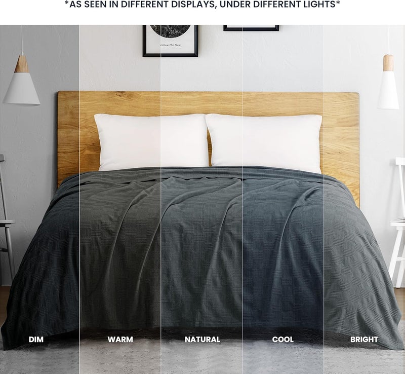 Utopia Bedding 100% Cotton Blanket (Full Size - 90x84 Inches) 350GSM Lightweight Thermal Blanket, Soft Breathable Blanket for All Seasons (Smoke Gray) - Image 5