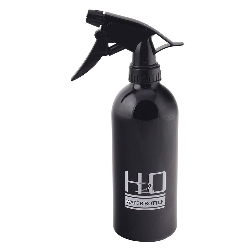 FOLELLO Aluminium Empty Spray Bottle with Light Weight Spray Pump | Long Lasting Professional Multipurpose Sprayer for Salon, Home & Parlours (Black, 400ML) - Image 1