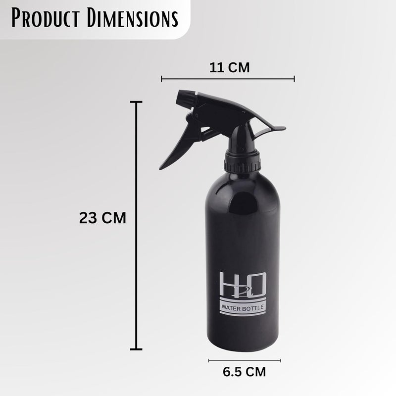FOLELLO Aluminium Empty Spray Bottle with Light Weight Spray Pump | Long Lasting Professional Multipurpose Sprayer for Salon, Home & Parlours (Black, 400ML) - Image 4