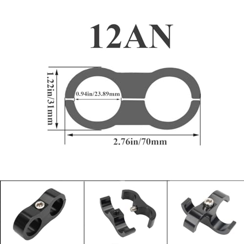 YSIL 12AN Hose Separator Clamp Fuel Line Mounting Clamp Aluminum Suitable for Oil Line Brake Line Water Pipe and Gas Line Black 6PCS - Image 3