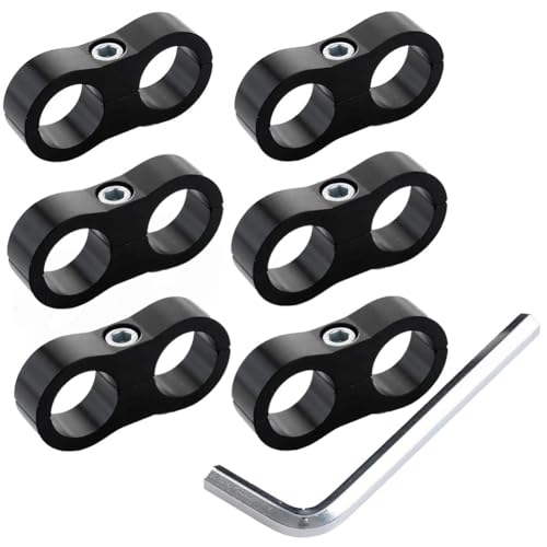 YSIL 12AN Hose Separator Clamp Fuel Line Mounting Clamp Aluminum Suitable for Oil Line Brake Line Water Pipe and Gas Line Black 6PCS - Image 1