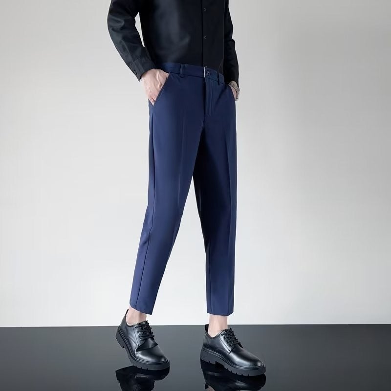Mens Slim Fit Chinos White Autumn Casual Business Pants Black  - Image 5