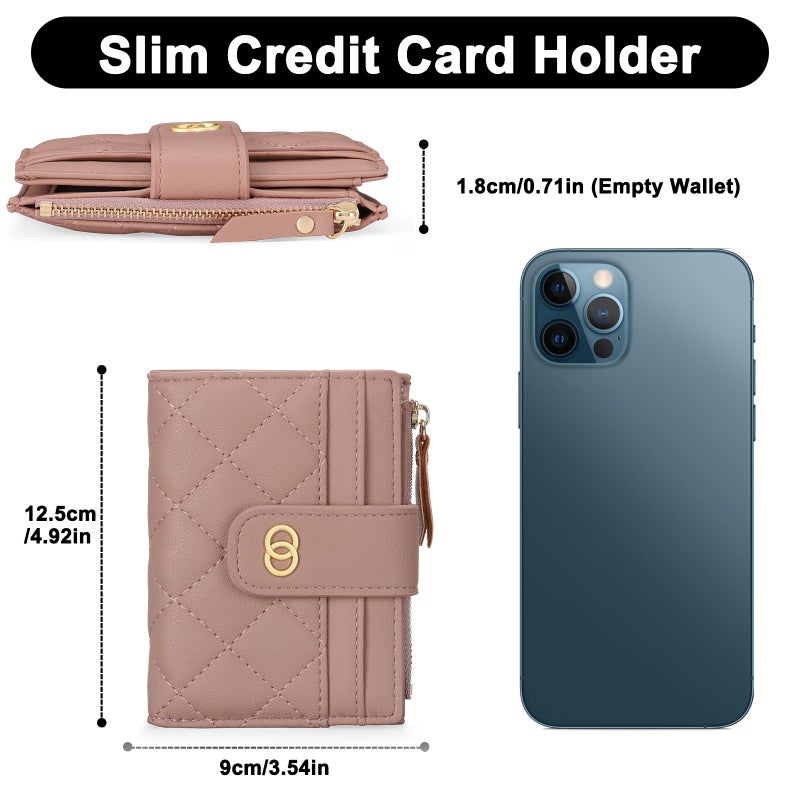 GAEKEAO Small Wallet for Women Slim Bifold Leather Credit Card Holder Wallets Zipper Pocket Coin Purse with ID Window - Image 2