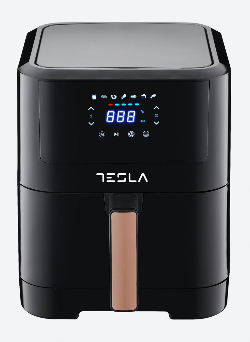 تسلا قلاية هوائية تسلا  6 لتر 1500 واط اسود ديجيتال  7 برامج طهي انبوب تسخين استانلس ستيل - Image 1
