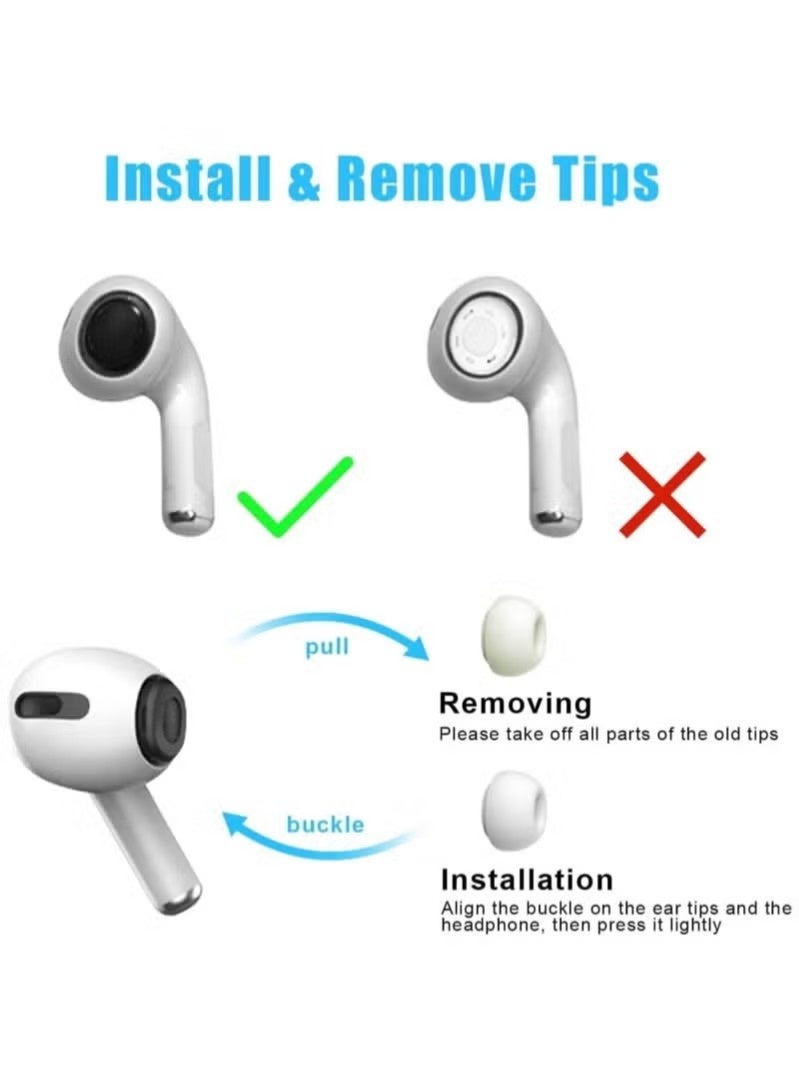 NH Replacement Silicone Ear Tips for AirPods Pro & AirPods Pro 2nd Generation with Noise Reduction Hole 3 Pairs Comfortable Fit White - Image 4
