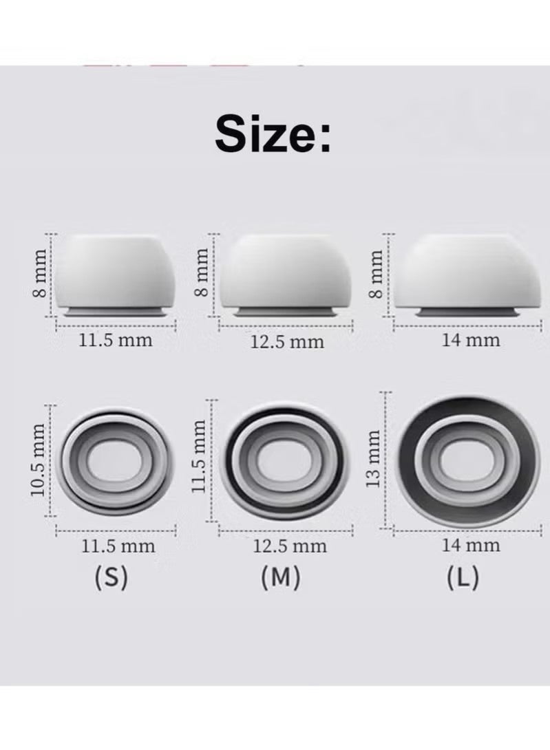 NH Replacement Silicone Ear Tips for AirPods Pro & AirPods Pro 2nd Generation with Noise Reduction Hole 3 Pairs Comfortable Fit White - Image 2