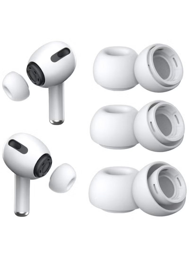 NH Replacement Silicone Ear Tips for AirPods Pro & AirPods Pro 2nd Generation with Noise Reduction Hole 3 Pairs Comfortable Fit White - Image 1