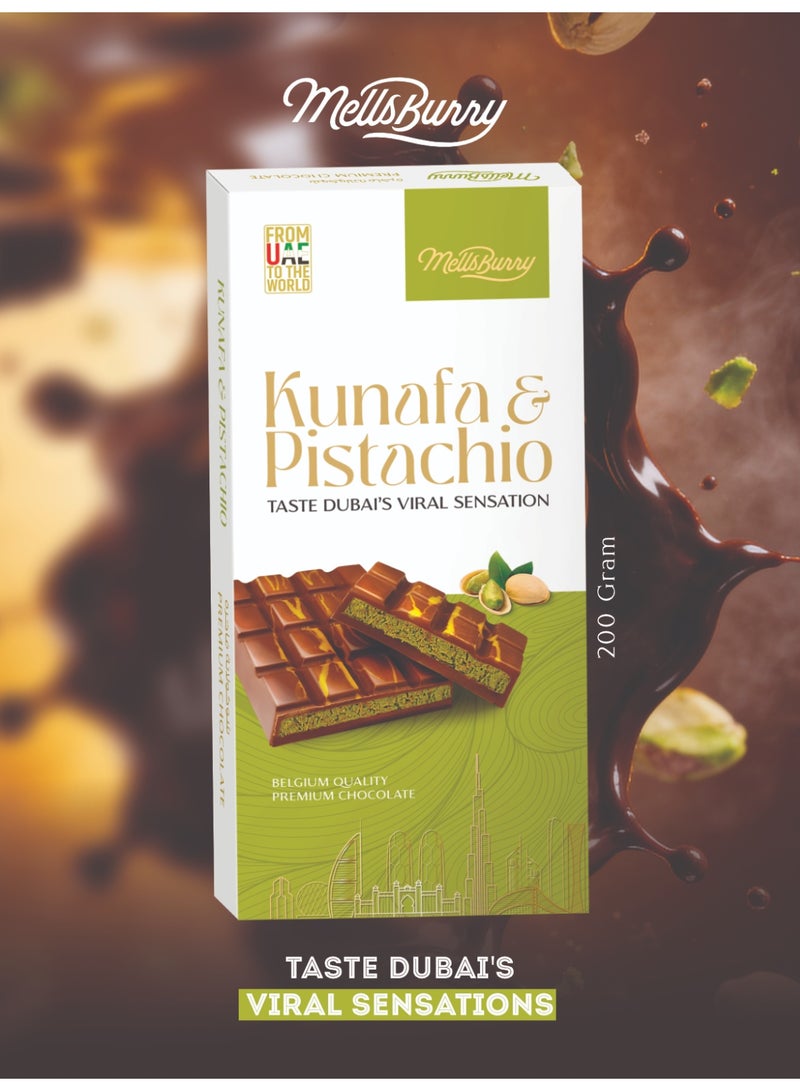 MELLSBURRY Kunafa & Pistachio 200g | Belgium Quality Premium Chocolate | Dubai Viral Dessert Flavor | Rich Pistachio Filling - Image 5