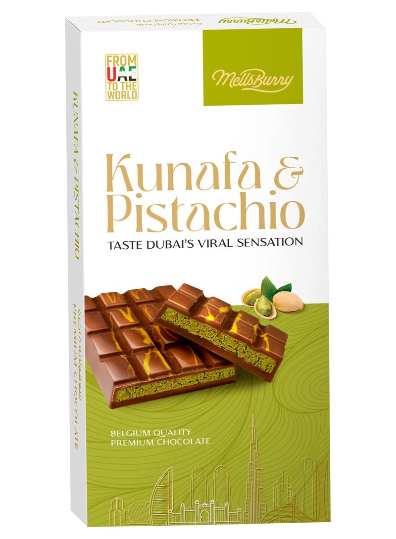 MELLSBURRY Kunafa & Pistachio 200g | Belgium Quality Premium Chocolate | Dubai Viral Dessert Flavor | Rich Pistachio Filling - Image 1