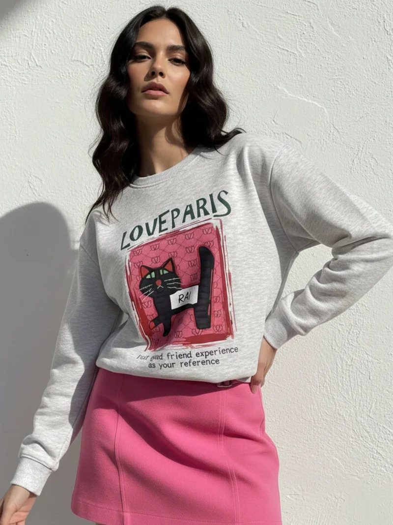 Outzidr  Grey Character Graphic Sweatshirt  | Best Price UAE