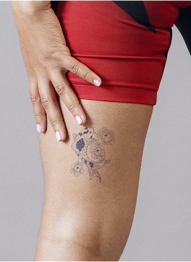 inkbox Inkbox Temporary Tattoos, Semi-Permanent Tattoo, One Premium Easy Long Lasting, Water-Resistant Temp Tattoo with For Now Ink - Lasts 1-2 Weeks, Floral Koi, 4x4in  - Image 2