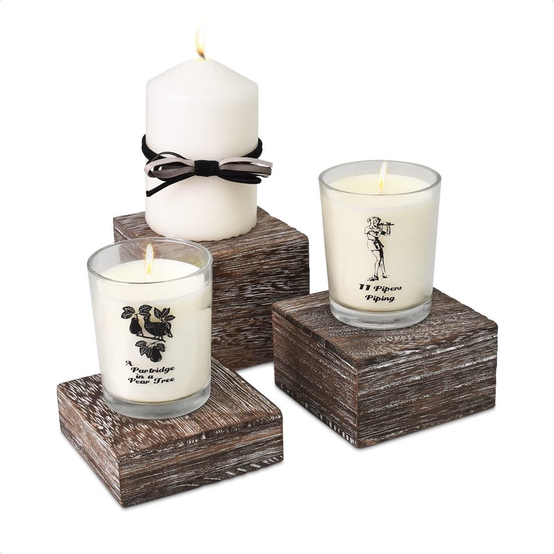 Mooca MOOCA Customizable Wooden Display Risers Set  3 Different Height Stands for Jewelry Watches Cosmetics and Accessory Coffee Color 