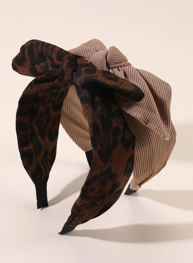 تايك تو Pack of 2 - Girls Leopard Print Bow Headbands