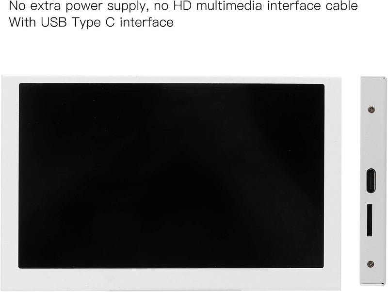 5in IPS Monitor Display Screen, Black Mini Chassis USB Interface Combination Set - Full Viewing Angle, Rotatable Design, Clear Video for Portable Use (White) - Image 4