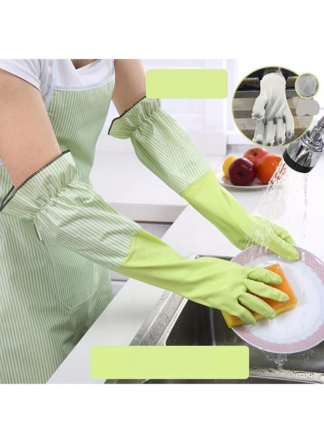 Pink Long Thermal Waterproof Kitchen Gloves Non Slip Durable Household Cleaning - Image 3