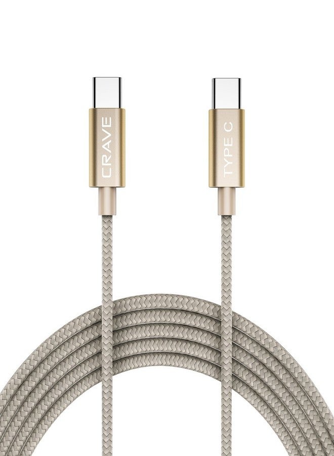 CRAVE Type C Cable, Type C to Type C Cable - Crave Premium Nylon Braided High Speed 2.0 Cable 3 FT - Gold - Image 1