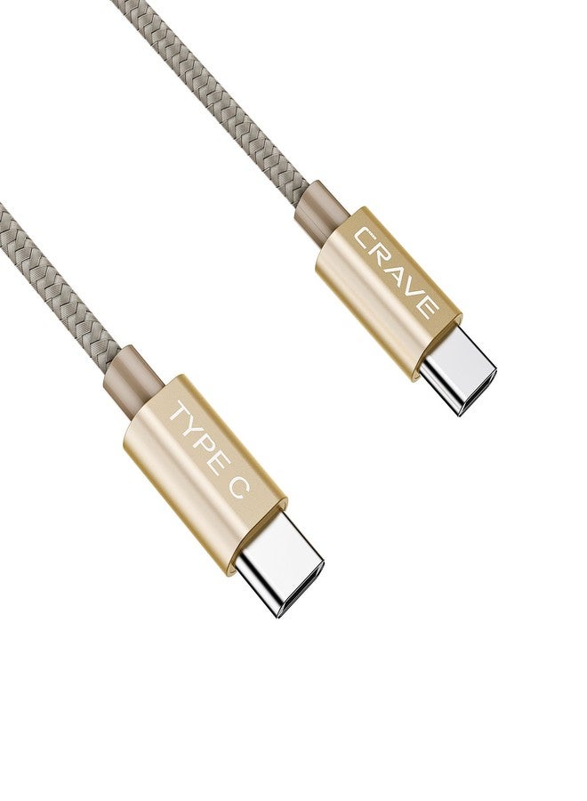 CRAVE Type C Cable, Type C to Type C Cable - Crave Premium Nylon Braided High Speed 2.0 Cable 3 FT - Gold - Image 4