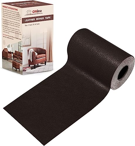 ONine Leather Repair Patch，Leather Repair Tape, 3 x 60 inches Leather Repair Patch for Furniture,Vinyl Repair kit，Leather Couch Patch，for Sofas,Furniture,car Seats,Chairs(Black Brown) - Image 1
