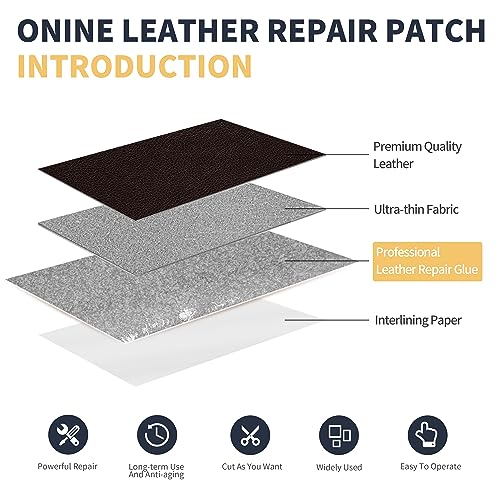 ONine Leather Repair Patch，Leather Repair Tape, 3 x 60 inches Leather Repair Patch for Furniture,Vinyl Repair kit，Leather Couch Patch，for Sofas,Furniture,car Seats,Chairs(Black Brown) - Image 3