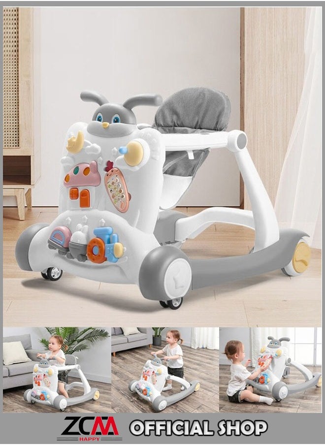 ZCM-HAPPY - 2 in 1 Baby Walker, Infant Walkers for Boys and Girls, Adjustable Height & Speed Walkers with Mute Wheels, Anti-Rollover Pram Stroller, Infant Walk Play Meal Chair for Toddlers - Image 1