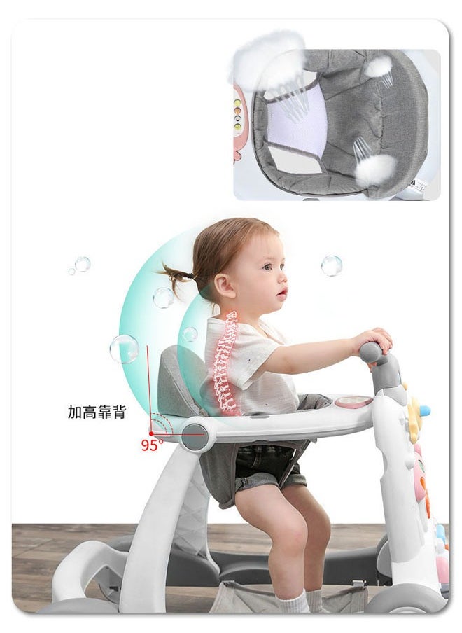 ZCM-HAPPY - 2 in 1 Baby Walker, Infant Walkers for Boys and Girls, Adjustable Height & Speed Walkers with Mute Wheels, Anti-Rollover Pram Stroller, Infant Walk Play Meal Chair for Toddlers - Image 1
