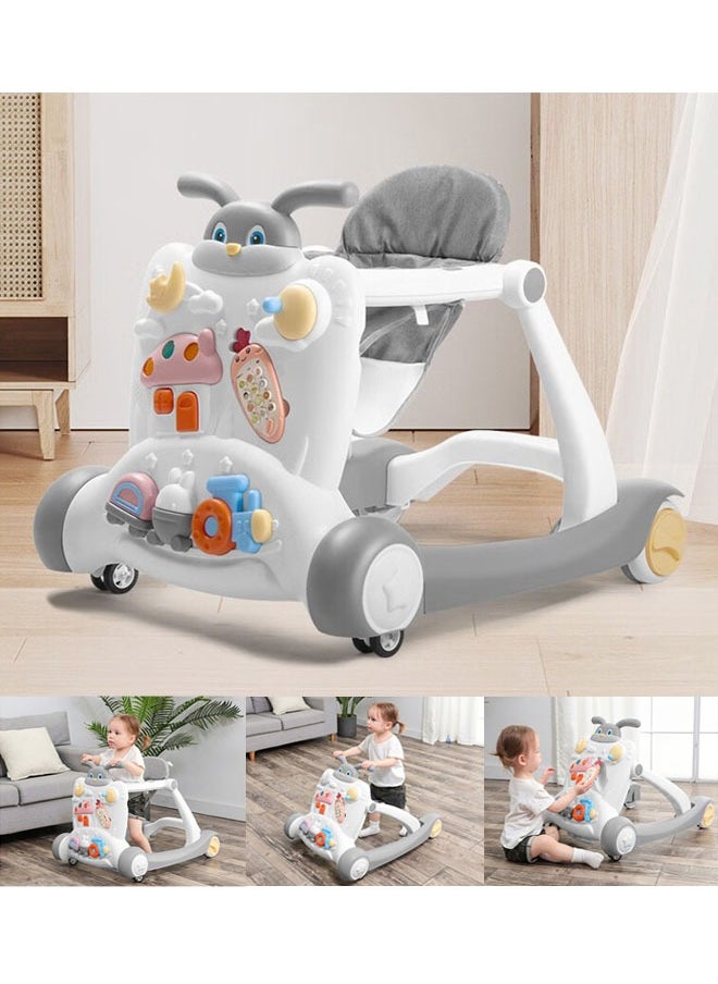 ZCM-HAPPY - 2 in 1 Baby Walker, Infant Walkers for Boys and Girls, Adjustable Height & Speed Walkers with Mute Wheels, Anti-Rollover Pram Stroller, Infant Walk Play Meal Chair for Toddlers - Image 1