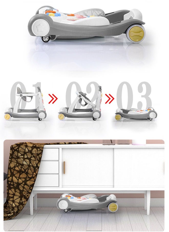 ZCM-HAPPY - 2 in 1 Baby Walker, Infant Walkers for Boys and Girls, Adjustable Height & Speed Walkers with Mute Wheels, Anti-Rollover Pram Stroller, Infant Walk Play Meal Chair for Toddlers - Image 1