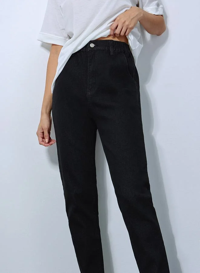 ستايلي High Rise Elasticated Band Mom Fit Jeans