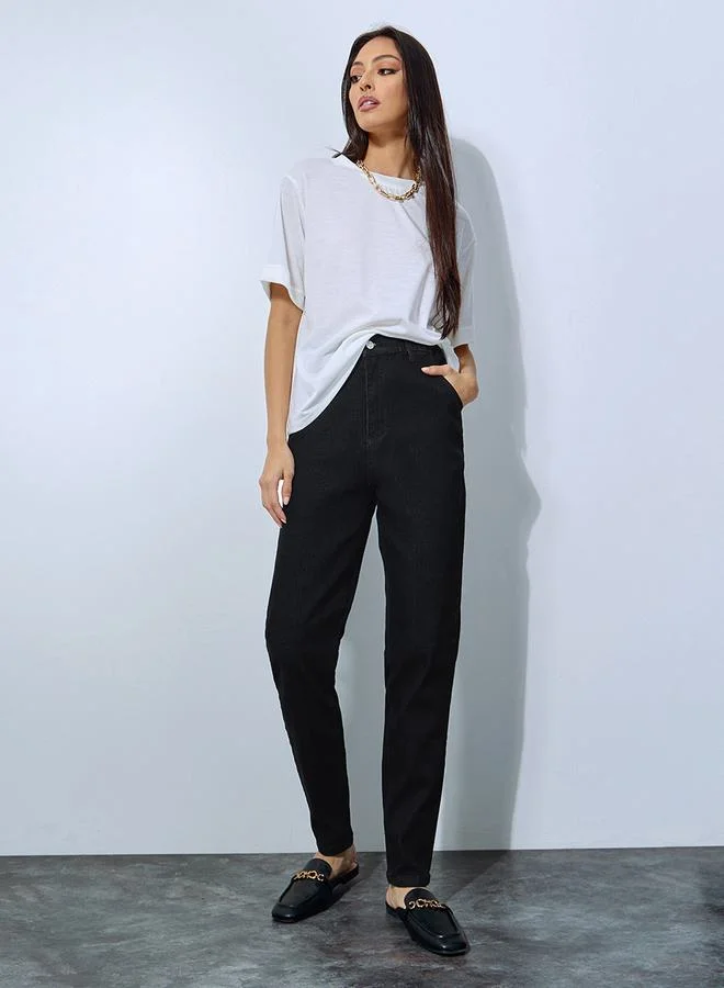 ستايلي High Rise Elasticated Band Mom Fit Jeans