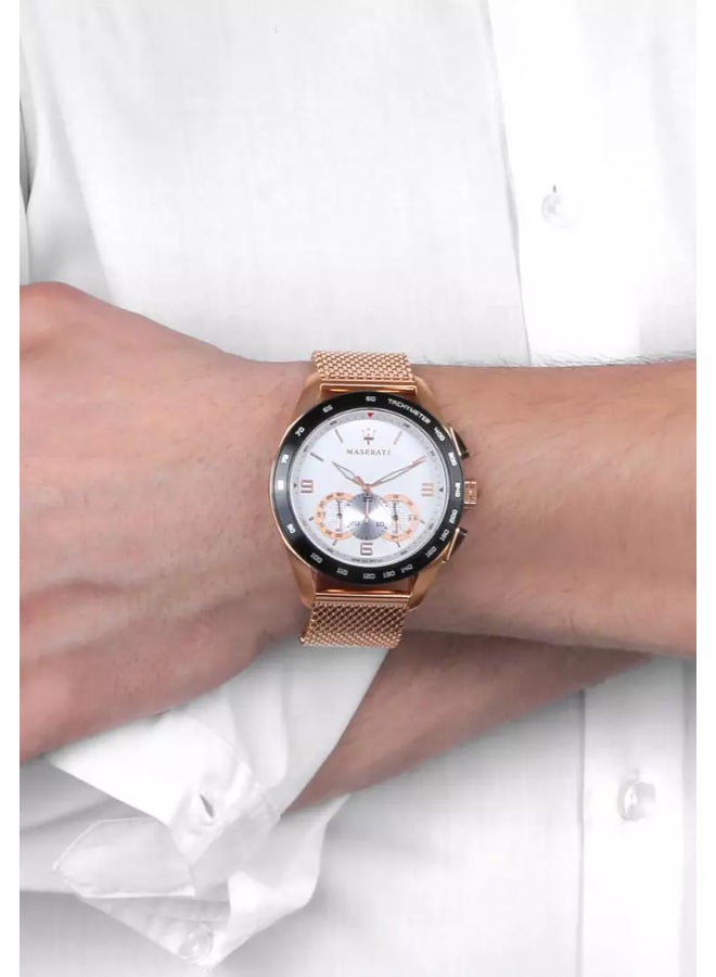 Maserati ساعة ماسيراتي للرجال بتصميم ترغواردو بعرض تناظري كواتز بلون وردي ذهبي مع واجهة بيضاء - R8873612011 - Image 5