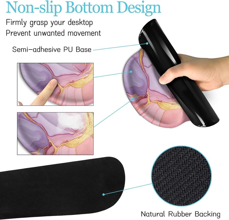 LIMKRIAN Marble Mouse Pad Set Large Desk Matt for Desktop, Ergonomic Mouse Pad with Wrist Rest for Gaming Wrist Support Keyboard Mat Cup Coaster Set Office Desk Decor Accessories - Image 5