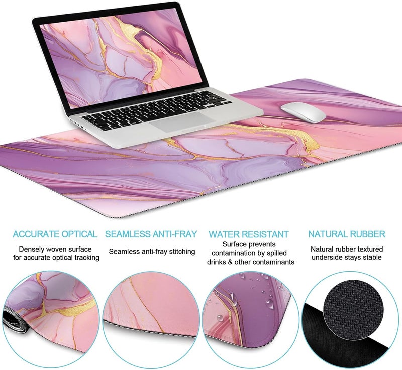 LIMKRIAN Marble Mouse Pad Set Large Desk Matt for Desktop, Ergonomic Mouse Pad with Wrist Rest for Gaming Wrist Support Keyboard Mat Cup Coaster Set Office Desk Decor Accessories - Image 3
