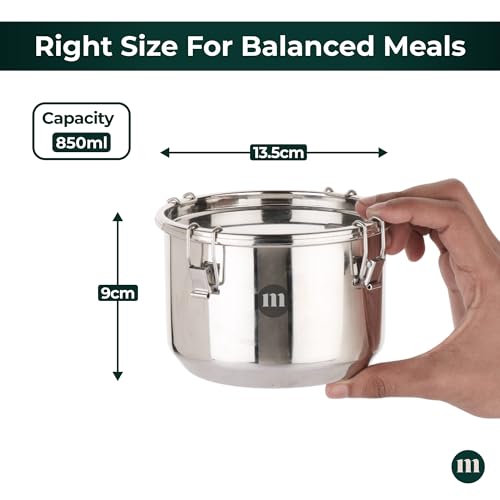 MARU Steel Big Leakproof Tiffin/Breakfast & Lunch Box for School/College/Office - 850 ml, Container Avoid Spilling of Curry & Liquid Items, Airtight Lunch/Snacks Box is Perfect for Men/Women & Kids - Image 2