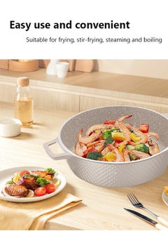 HK 10-Piece Kitchen Cookware set, Casserole Set And Frying Pan With Non Stick Cookware sets ,Finish Glass lid PFOA-Free  20-24-28-32 cm (Deep Stockpot) + 28 cm (Shallow Stockpot)（Gold）  - Image 4