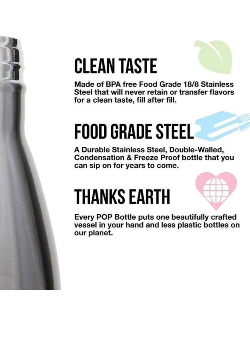 Vitacelli - 350ml Stainless Steel Water Bottle Double Walled Sports Water Bottle Vacuum Insulated Cola Shape Travel Thermal Flask Bpa Free, Silver SUS304 - Image 1