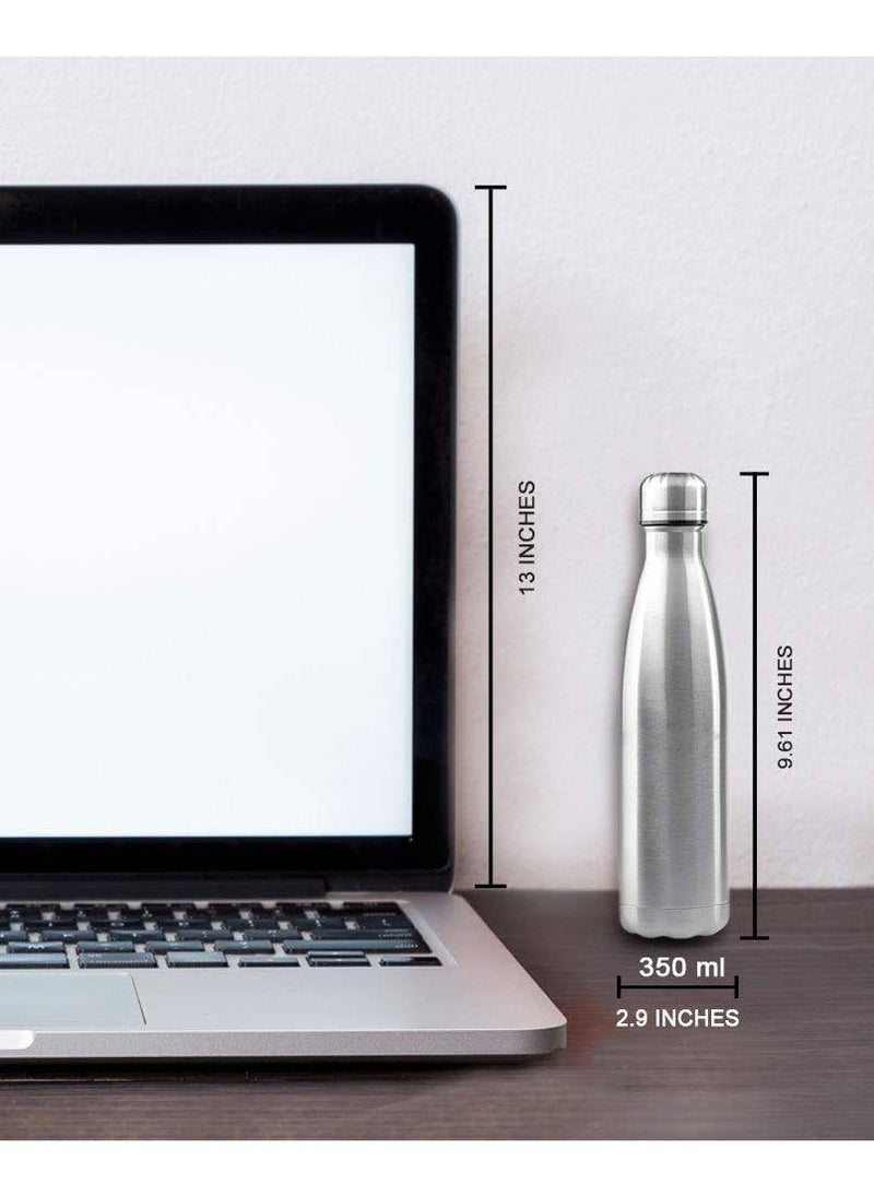 Vitacelli - 350ml Stainless Steel Water Bottle Double Walled Sports Water Bottle Vacuum Insulated Cola Shape Travel Thermal Flask Bpa Free, Silver SUS304 - Image 1