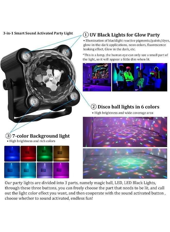 DUNISO Stage Lights，Disco Ball Party Lights，Sound Activated Strobe DJ Stage Lighting for Indoor Room Outdoor Dance Floor Parties Birthday Rave Home Karaoke Halloween Christmas Wedding Show Bar Club  - Image 3