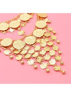 HY ​Adjustable Fit Size Luxurious & Elegant Gold Jewelry Veil Face Chain Mask For Dance, Carnival, Party Cosplay Accessory, Lady Belly Dance Jewelry Coin Veil  - Image 5