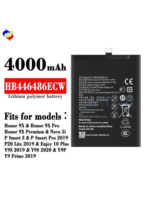 For HuaweiHonro9X/nova 5i/Y9Prime Mobile Phone Battery HB446486ECW Foreign Trade-Standard Capacity:HB446486ECW