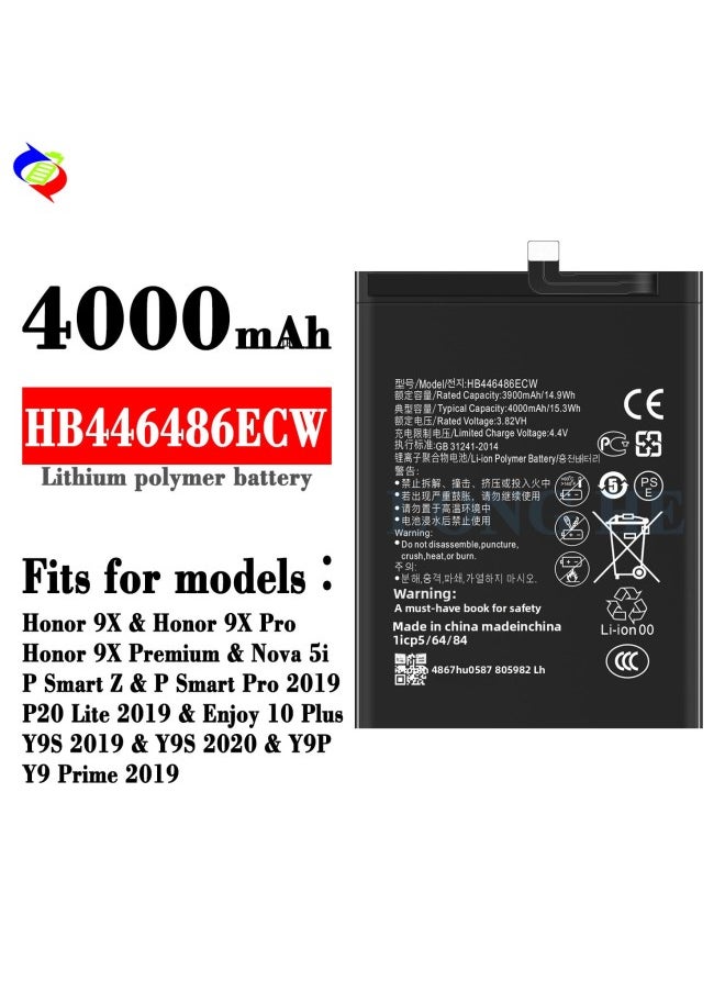 Generic - For HuaweiHonro9X/nova 5i/Y9Prime Mobile Phone Battery HB446486ECW Foreign Trade-Standard Capacity:HB446486ECW - Image 1