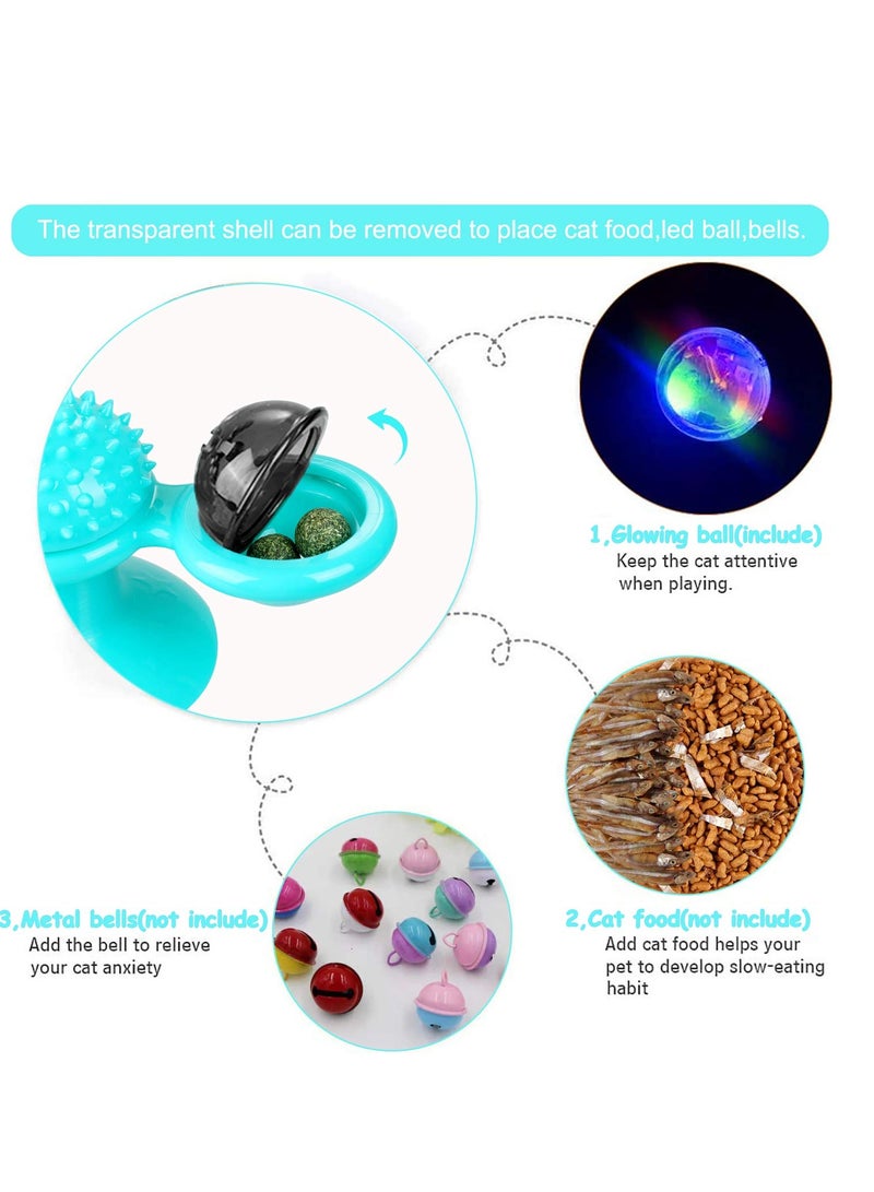 Interactive Windmill Cat Toys with Catnip : Cat Toys for Indoor Cats Funny Kitten Toys with LED Light Ball Suction Cup Cat Nip Toy for Cat Chew Exercise (Blue) - Image 2