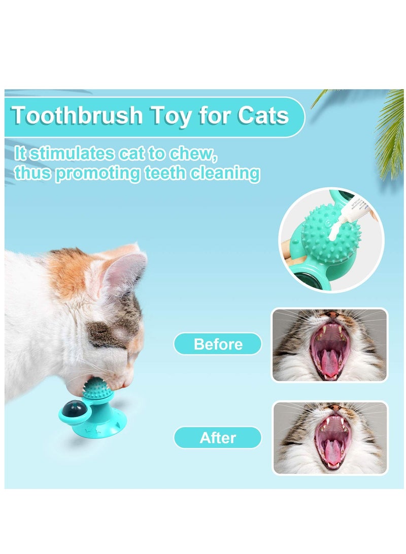 Interactive Windmill Cat Toys with Catnip : Cat Toys for Indoor Cats Funny Kitten Toys with LED Light Ball Suction Cup Cat Nip Toy for Cat Chew Exercise (Blue) - Image 3