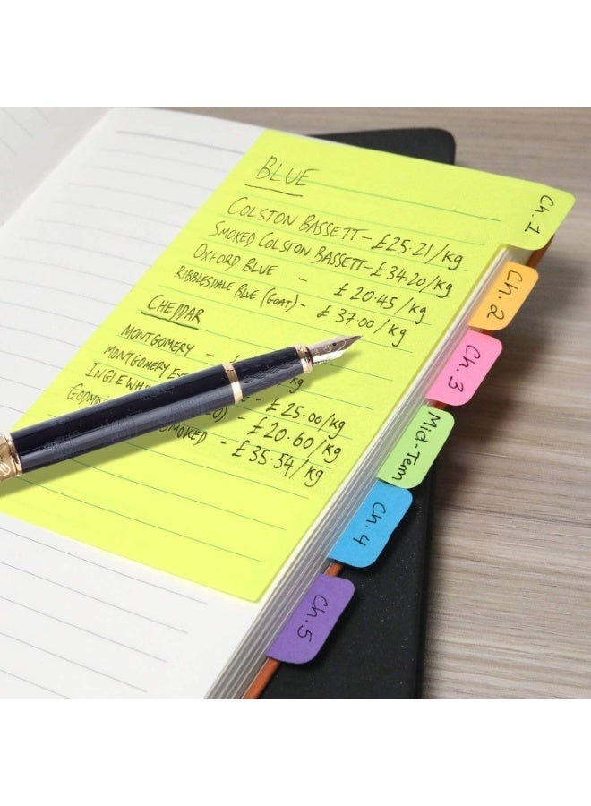 2 PCS Sticky Tabs, Tabbed Self-Stick Lined Bright Colors Note Pad, Neon Colors A5 Journal Notebook, Tabbed Subject Note Pads u0026 Bullet Journals For Studying, 60 Ruled Notes per Pack, 4 x 6 Inches - Image 3