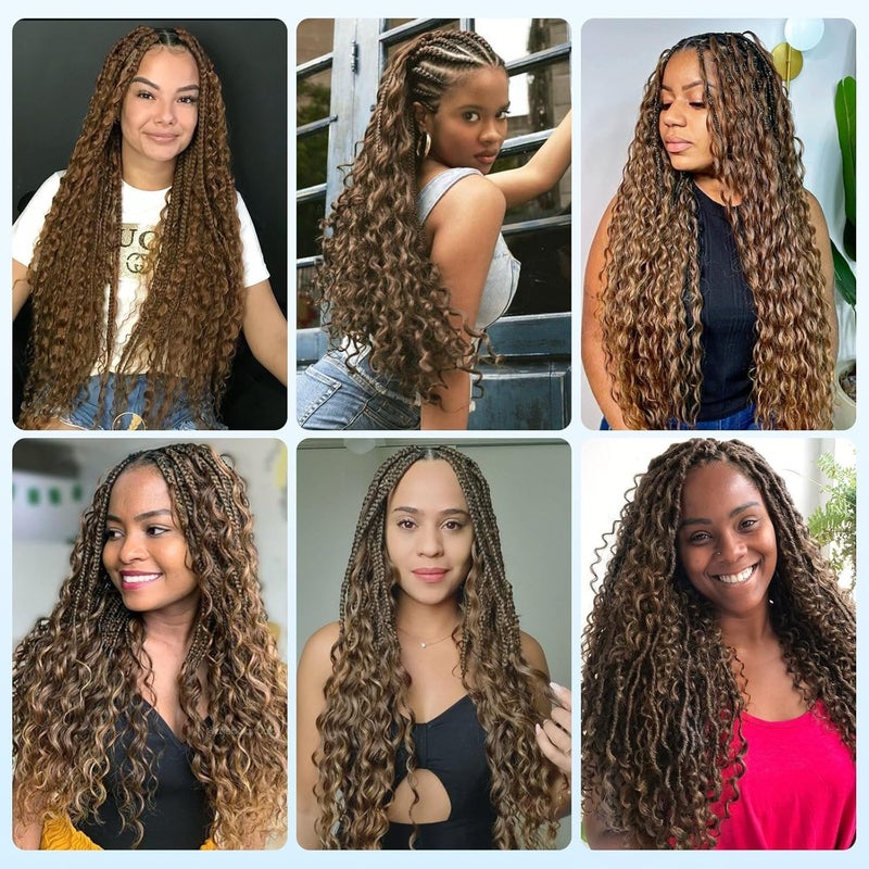 OKVOKV Chocolate Brown Human Braiding Hair for Boho Braids #4 Deep Water Wave Bulk Human Hair 110g 16 Inch Curly Human Hair Extensions Wet and Wavy Braiding Hair No Weft 2 Bundles/Pack - Image 4