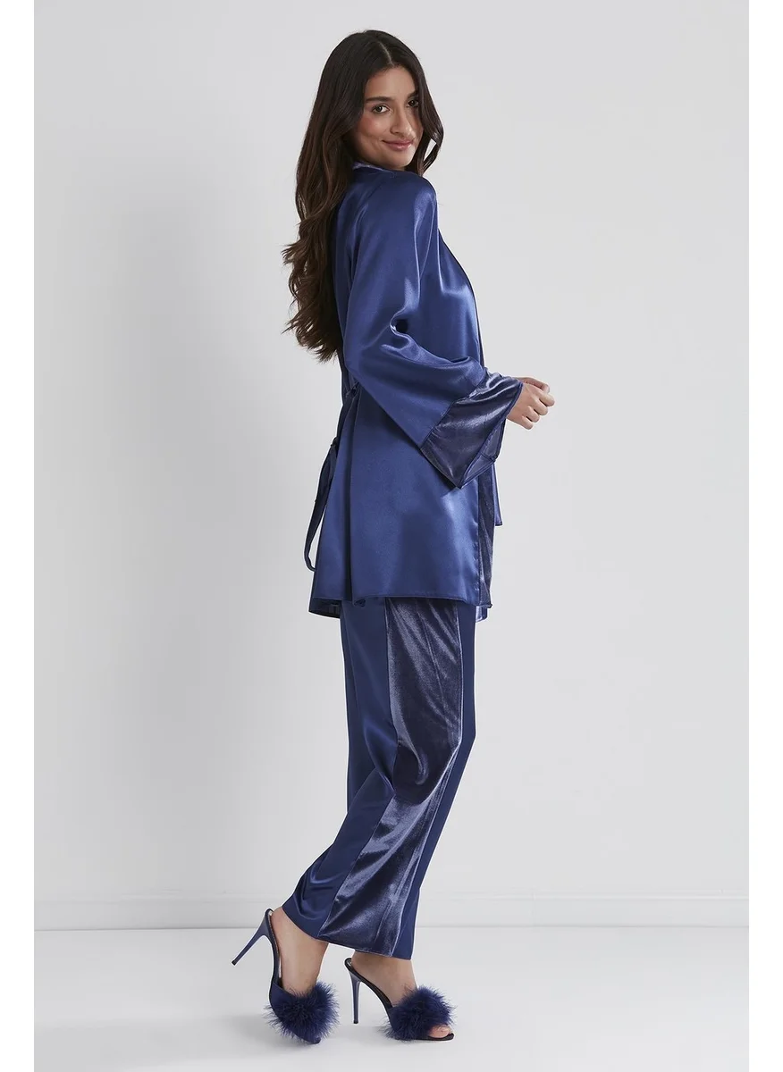 بيير كاردان Velvet Satin 3-Piece Pajamas Set - 2040