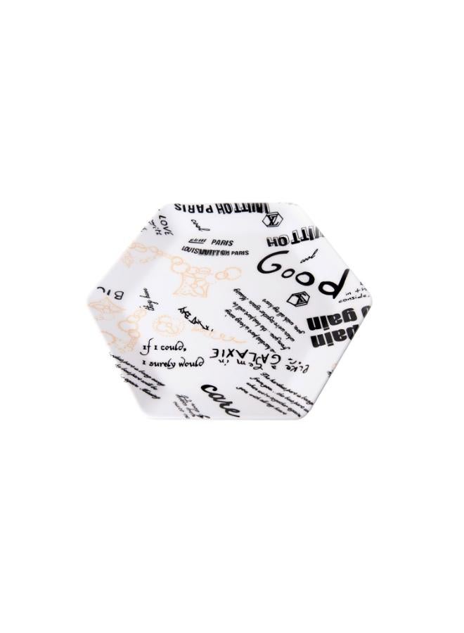 6 Flat Plate Hexagonal Décor Paris 29*29*7 cm-White 