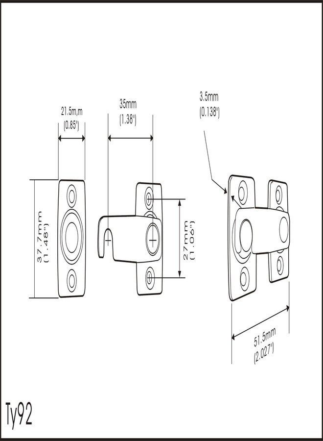QCAA Solid Brass Shutter Bar/Door Latch, 7/8" x 2-3/32", Matte Black, 1 Pack, Made in Taiwan - Image 5