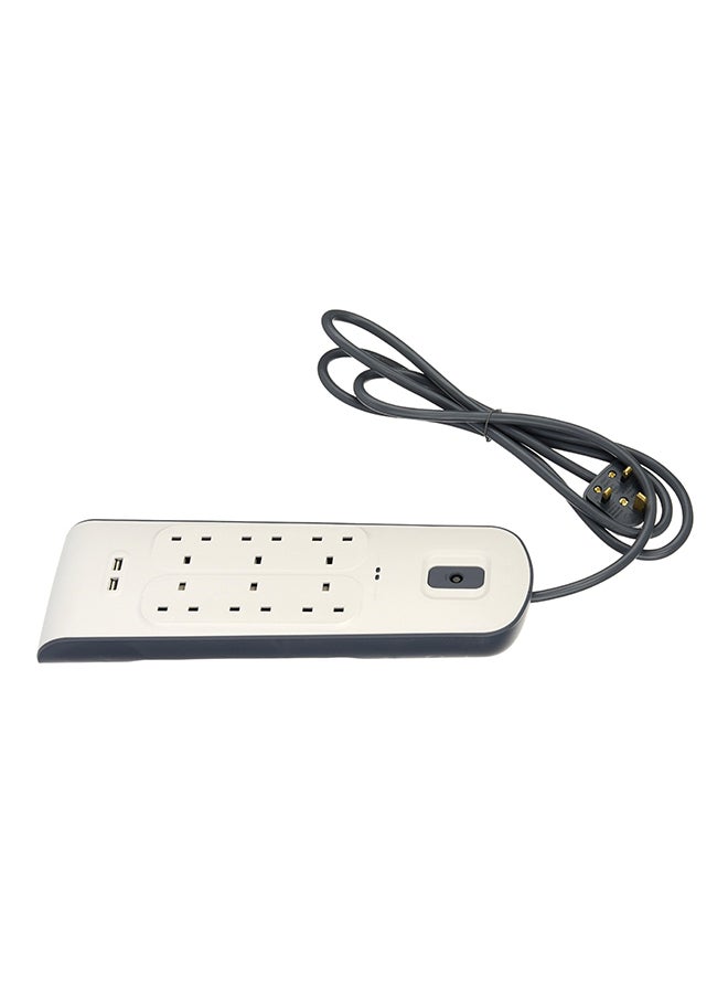 belkin 6 Way Surge Protection Strip With 2 USB Charging 2M  - Image 2